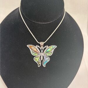 Butterfly Abalone Pendant with Crystal accents